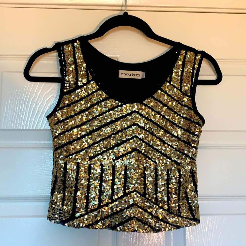 Gold sequin crop top